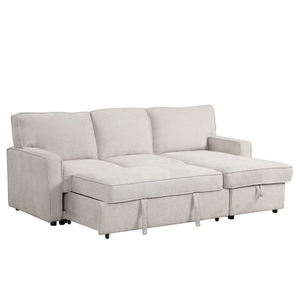 Upholstery Sleeper Sectional Sofa with Storage Space, USB Port, 2 Cup Holders on Back Cushions,Grey