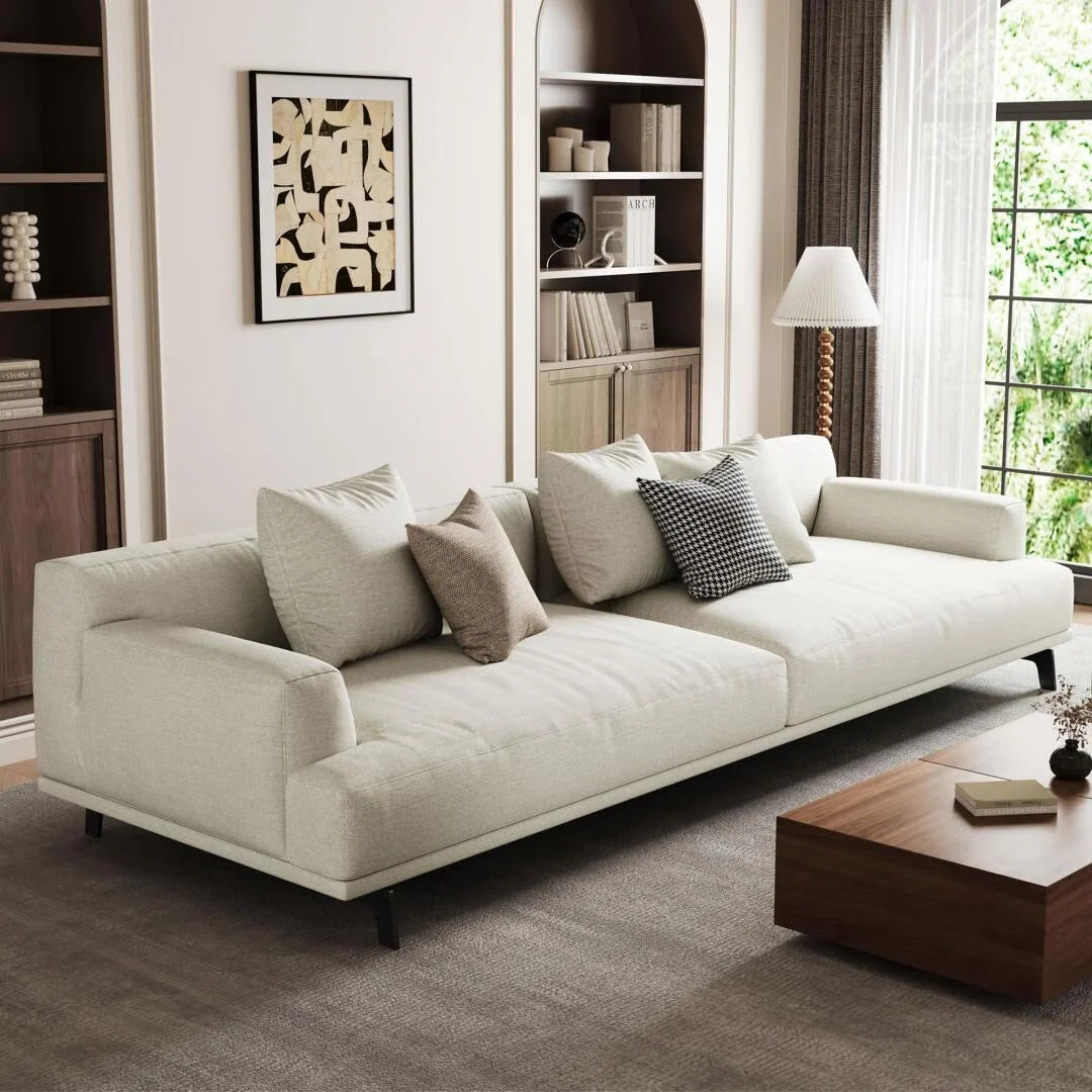 Modern Gray Cotton Linen Upholstered Sofa for Living Room