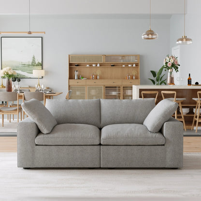 Modern Linen Sectional Sofa Commix down Filled Overstuffed Upholstered Couches for Living Room