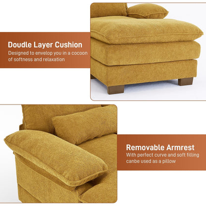 Ouyessir Soft Chenille Fabric U-Shaped Sectional Sofa Set with Doudle Layer Cushion