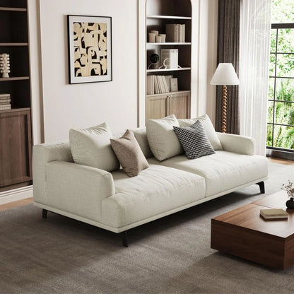 Modern Gray Cotton Linen Upholstered Sofa for Living Room