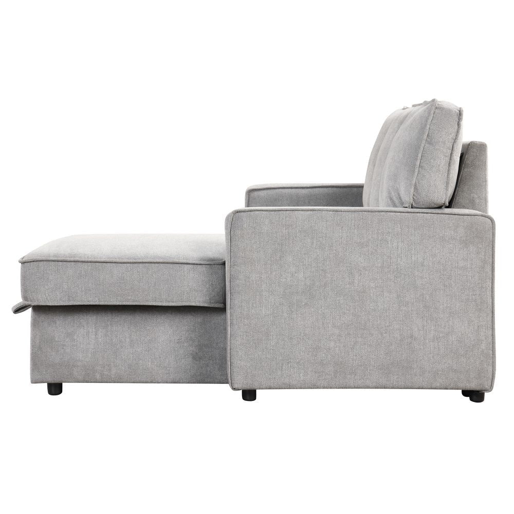 Upholstery Sleeper Sectional Sofa with Storage Space, USB Port, 2 Cup Holders on Back Cushions,Grey