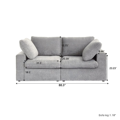 Modern Linen Sectional Sofa Commix down Filled Overstuffed Upholstered Couches for Living Room