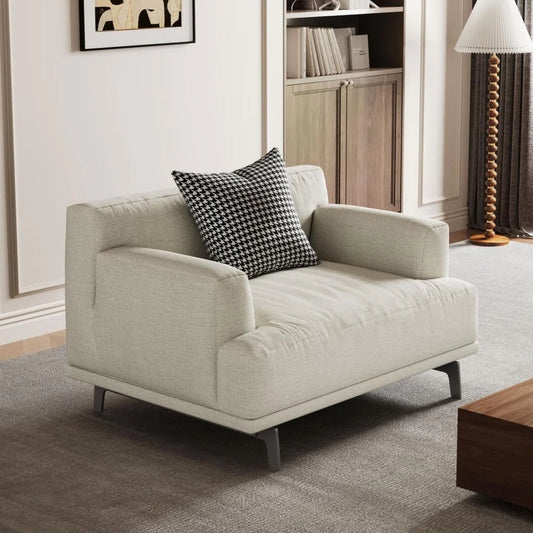 Modern Gray Cotton Linen Upholstered Sofa for Living Room