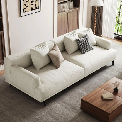 Modern Gray Cotton Linen Upholstered Sofa for Living Room