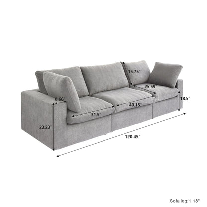 Modern Linen Sectional Sofa Commix down Filled Overstuffed Upholstered Couches for Living Room